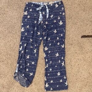 Aerie Blue Pajama Pants with White Bird Design